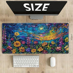 Playmats for Magic: The Gathering MTG Card Game Mat Plus 50 Pcs Card Sleeves, 24 x 14 inch TCG Mat with Stitched Edge for Commander Deck Duskmourn Board Game, Vibrant Wildflowers