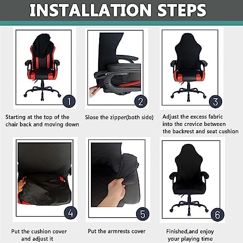 OQHAIR Stretch Gaming Chair Cover - Ergonomic, Washable, Dark Gray