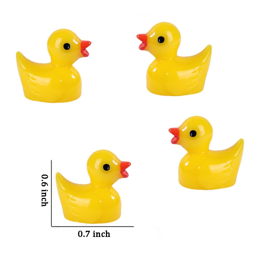 Pcxino 400 pcs Mini Resin Duck Bulk Tiny Duck Figures for Micro Fairy Garden Landscape Aquarium Decor (Yellow)