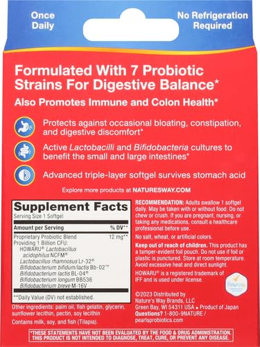 Nature's Way Complete Probiotic Pearls,Supports Digestive Balance*,1 Billion Live Cultures,Supplement for Men and Women,No Refrigeration Required,30 softgels,(Pack of 2)
