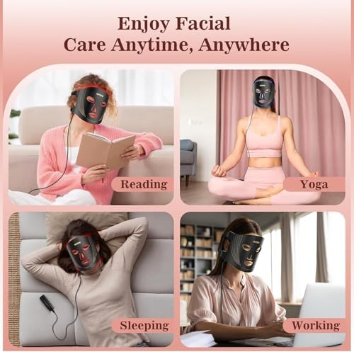 Red Light Therapy for Face, 3 Modes Portable Led Face Mask Light Therapy with Remote, Near-Infrared 850 Red Light Therapy Mask with Timing Function, Red Light Therapy at Home 180 LED Beads