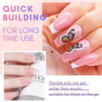 Makartt Poly Nail Gel Set, Clear and Peach Pink, 2 Colors 50ML, Gel Builder for Nail Extension, Nail Strengthener 3D Diy Hard Gel French Manicures Salon Nail Art At Home
