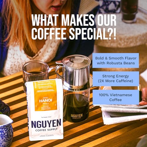 Nguyen Coffee Supply - Hanoi Robusta: Dark Roast Premium Ground Coffee Beans, Vietnamese Single Origin, Direct Trade, Low Acid with High Caffeine Content, Roasted in Brooklyn [5 lb Bag]