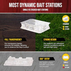Catchmaster Defiant Liquid Ant Bait (50 uses) + 20 Reusable Stations (10 Stacked), Multi-Surface Ant Killer for Home, Ant Traps Indoor & Outdoor, Pest Control Traps, Reduce & Remove Ant Colonies