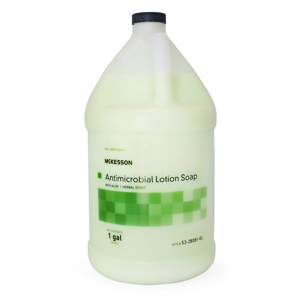 McKesson Antimicrobial Lotion Hand Soap with Aloe, 1 Gallon Refill Bottle [Pack of 1] - Herbal Scent, Keeps Hands Clean and Moisturized, Medical-Grade Soap