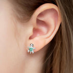 In Season Jewelry Tiny Sea Turtle Kids Earrings – Sterling Silver - Green
