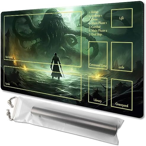 MTG Playmat Size 24x14in Free Storage Bags Non-Slip Backing, Ideal for Card Game Enthusiasts TCG Playmat (Necroslayer-Deck)