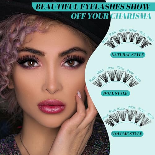 Lash Clusters Kit 320Pcs,50D Eyelash Extension Kit,Lash Bond and Seal Waterproof,Lash Remover for Individual Cluster Lashes Kit,Lash Applicator Tool for DIY Lash Extension Kit(D-Mix9-16mm Kit)