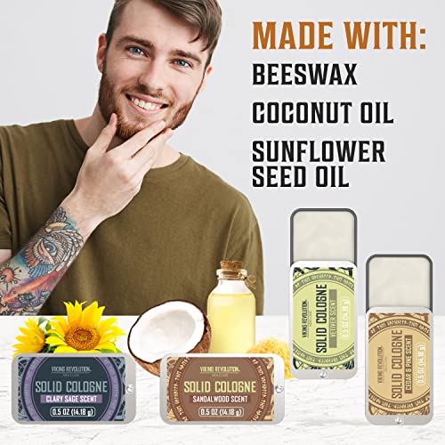 Viking Revolution 4 Pack Mens Solid Colognes Men Bundle of 2 - Balm Cologne for Mens Cologne Balm Travel Cologne Wax - Cologne for Men (0.5 Oz each)