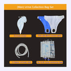 Condom Catheter Urine Collection Bag Reusable Wearable Silicone Urine Drainage Device with 2 Catheter Bag Systems 2 Piece Pants Set (Men Blue+White)