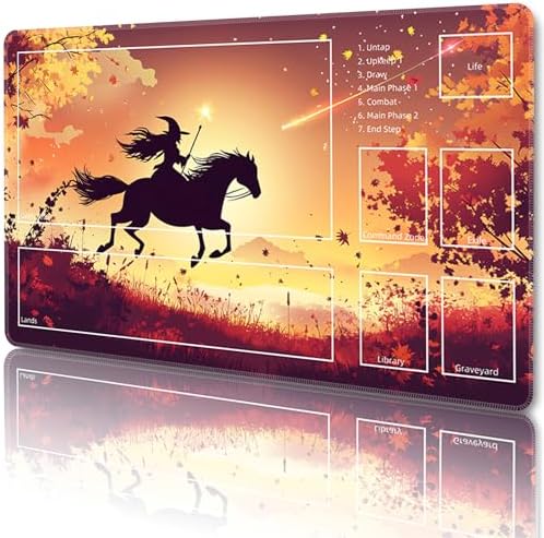 MTG Playmat with Zones Magic Card Playmat Game Mat,TCG & CCG Card Games Mat with Free Storage Bags Size 24 x 14 Inches (with Zones,Star3)