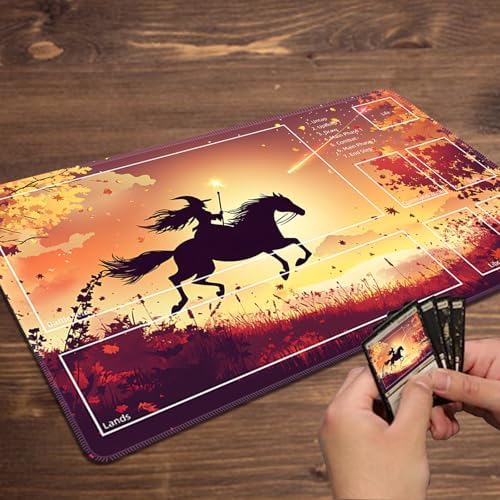 MTG Playmat with Zones Magic Card Playmat Game Mat,TCG & CCG Card Games Mat with Free Storage Bags Size 24 x 14 Inches (with Zones,Star3)