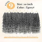 Goddess Box Braids Crochet Hair 10 Inch Boho Crochet Box Braids, 9 Packs Boho Box Braids Crochet Hair For Black Women Pre Looped Box Braids Crochet Hair (10Inch 9 Packs,TGrey)