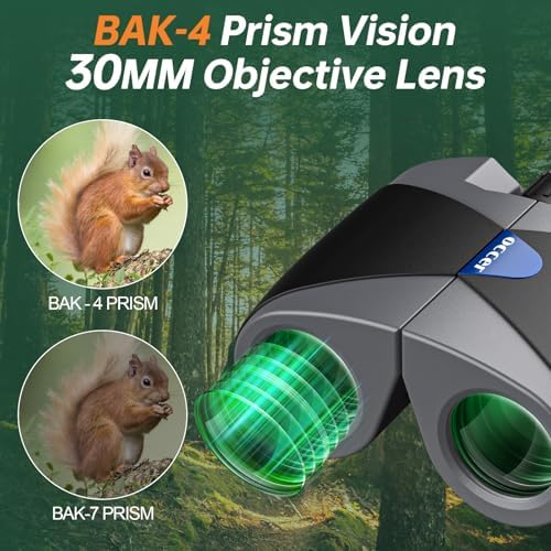 15x30 Compact Binoculars for Adults and Kids - Occer Large View High Powered Binoculars for Bird Watching - Lightweight Easy Focus Binocular with Low Light Vision for Outdoor Hunting Travel - Black