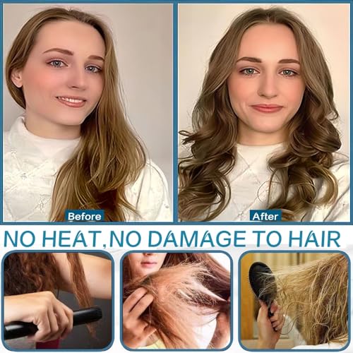 No Heat Hair Curler Headband for Long Hair, Satin Heatless Curling Rod with Adjustable Strap Overnight No Heat Curling Roller for Women and Girls Waves and Curls (Black)