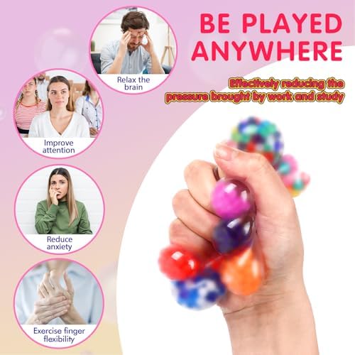 48 Pack Stress Balls, Squishy Ball, Squeeze Balls for Adults, Anti-Anxiety and Fidget Balls to Relax, Party Favors