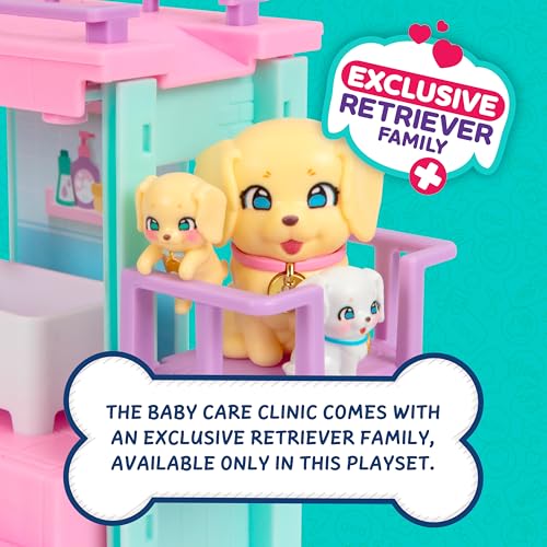 Little Live Pets Mama Surprise Families Pet Vet Playset, Baby Care Clinic Animal Hospital Play Set, 3 Puppies, Accessories, Vet Toy Gifts for Kids 5+