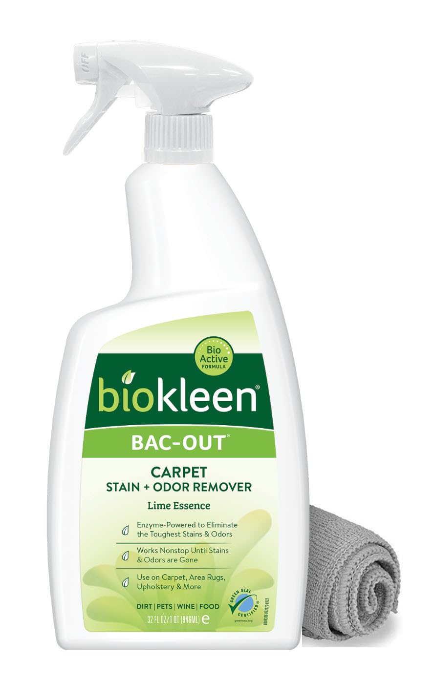 Biokleen Bac-Out Stain Remover for Clothes & Carpet - 32 Ounce - Natural, Enzymatic, Destroys Stains & Odors Safely, for Pet Stains, Laundry, Diapers, Wine, Carpets, Eco-Friendly, Plant-Based