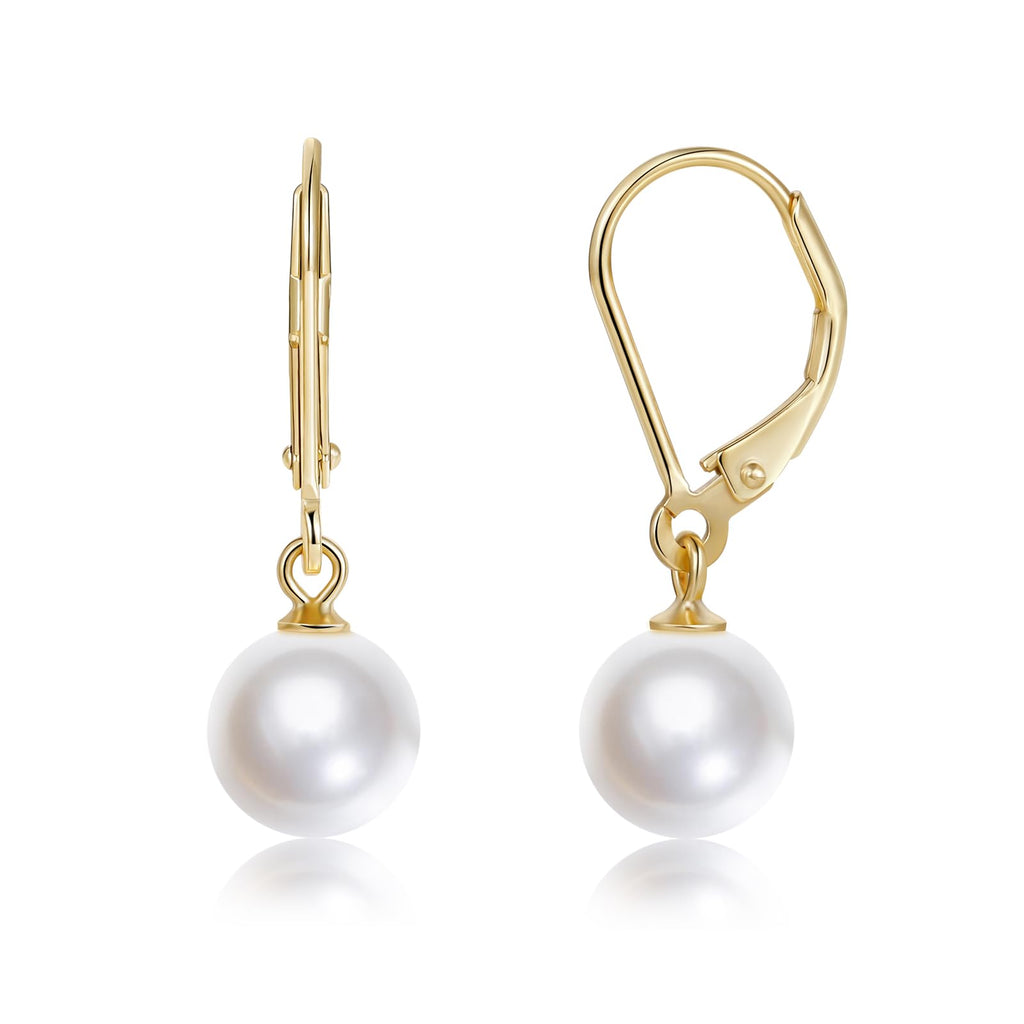 Mameloly Pearl Earrings for Women 14K Gold Plated Sterling Silver 925