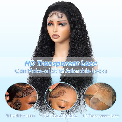 30 Inch 13X6 Lace Front Wigs Human Hair 200 Density Deep Wave Lace Front Wigs Human Hair Pre Plucked Deep Curly Glueless Wigs Human Hair for Women