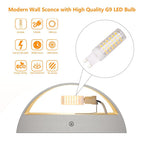 Aipsun Nickel Modern LED Wall Sconce Hardwired Indoor Wall Lights 1 Pack Up and Down Wall Mount Light for Living Room Bedroom Hallway Corridor Conservatory Warm White 3000K(with G9 Bulbs)