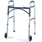 Medical King Silver Aluminum Rolling Walker for Seniors and Adults, 350 Pounds Weight Capacity, Foldable, Classic Style