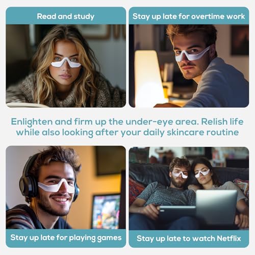 Under Eye Red Light Therapy Glasses, Under Eye Red Light Therapy Device Eye Glasses Massager Red light Therapy for Face Under Eye Device Reduce Dark Circles Relax Eye Strain