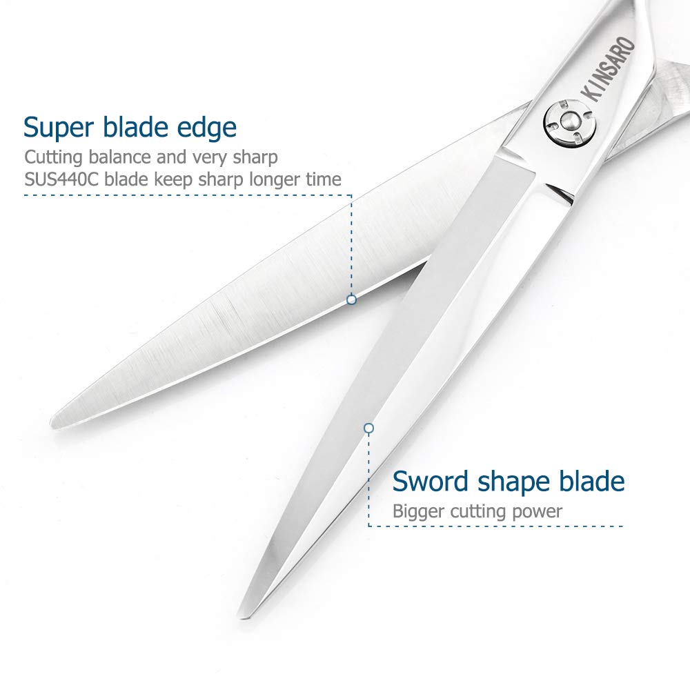 Barber Scissors 7" Professional Sliding Hair Scissors Willow Shape Sliding Hair Shears Professional Haircut Razor Edge 440c Barber Shears KINSARO for Hairdresser Barbershop or Home Use