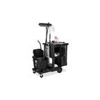 Rubbermaid Commercial Products Executive Series Janitorial and Housekeeping Cleaning Cart with Locking Cabinet, Wheeled with Zippered Black Vinyl Bag, Black, 38.4" H x 21.8" W x 46" L
