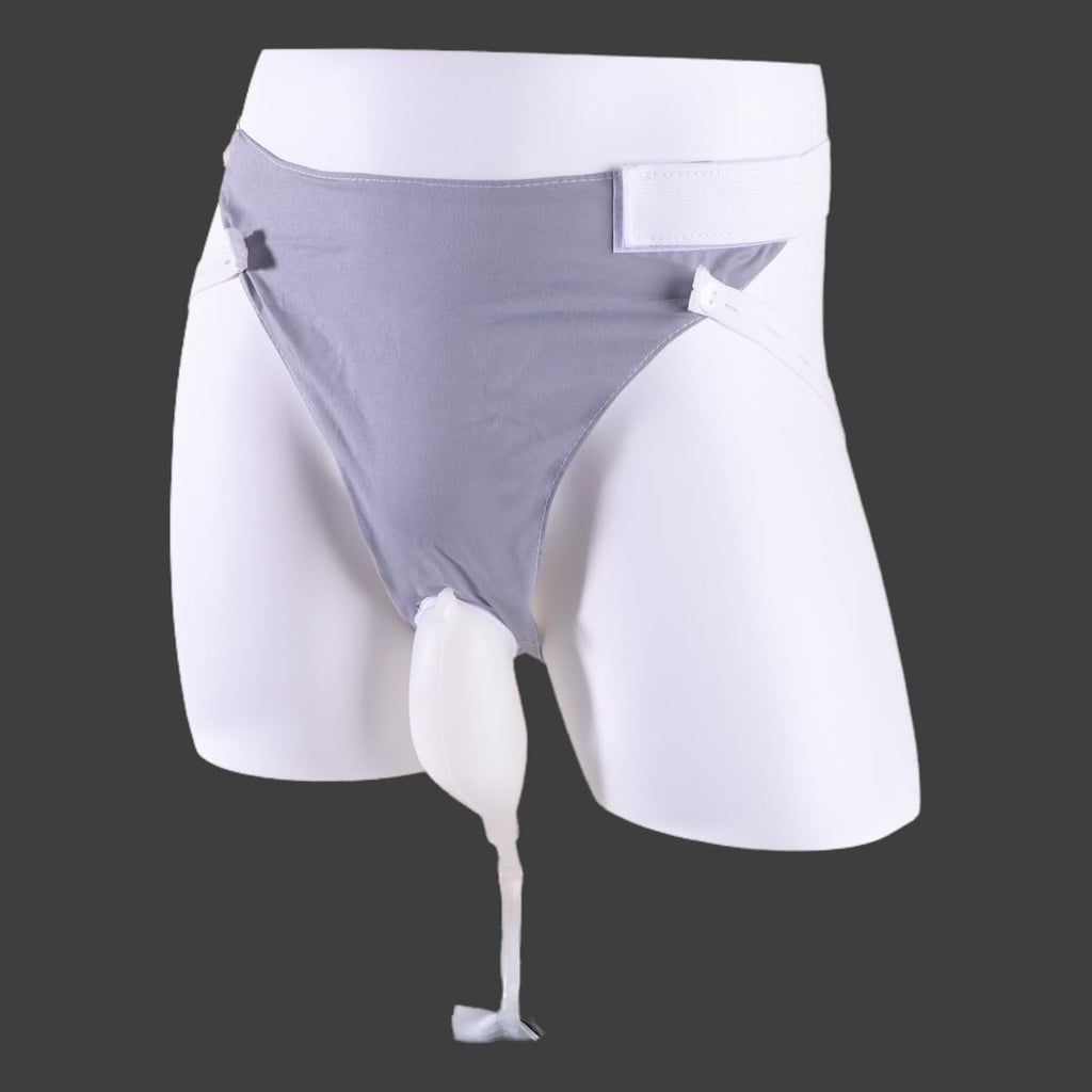 YOOGUSTO Wearable Urinal Bag with Reusable Silicone Urine Catheter Bag (2000ml & 1000ml), Portable External Urine Collector Bag for Elderly Men Grey