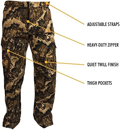 HOT SHOT Men’s Camo Performance Pant, Multi-Pocket Adjustable Waist Pants, Comfortable Year-Round Deer Hunting Gear for Men