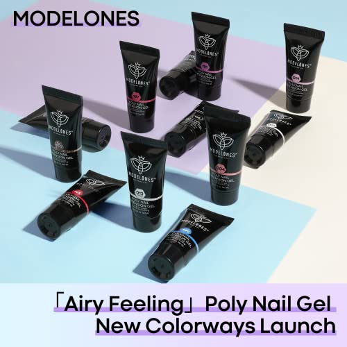 Modelones 12 Colors Poly Nail Extension Gel Kit Pink Black White Red Glitter Poly Nail Gel All Seasons Classic Colors Builder Nail Gel Set Holiday Manicure DIY Design Salon at Home Beauty Gifts