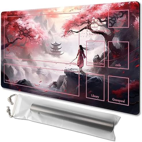 MTG Playmat Size 24x14in Free Storage Bags Non-Slip Backing, Ideal for Card Game Enthusiasts TCG Playmat (Sky Tower-Deck)