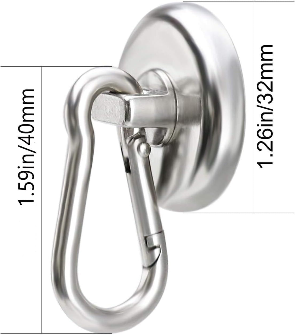 DIYMAG Magnetic Hooks, 110LBS Heavy Duty Neodymium Magnetism with Swivel Carabiner Hook,Great for Your Refrigerator and Other Magnetics Surfaces, Pack of 15