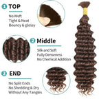 Chocolate Brown Braiding Hair Deep Wave Boho Braids 16Inch No Weft 100g 10A Brazilian Virgin Curly Human Boho Braiding Hair Wet and Wavy Color 4 Remy Hair Extensions