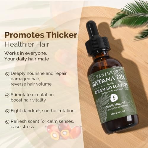 YANIBEST Batana Castor Oil, 100% Pure Natural Hair Oil for Strengthening Hair, Nourish and Repair Damaged Hair, Improve Scalp Health