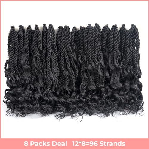 ToyoTress Boho Island Twist Crochet Hair - 12 Inch 8 Packs Short Bob Natural Black Boho Havana Twist Crochet Braids Synthetic Braiding Hair (12 Inch,8P-1B)