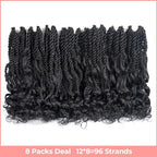 ToyoTress Boho Island Twist Crochet Hair - 12 Inch 8 Packs Short Bob Natural Black Boho Havana Twist Crochet Braids Synthetic Braiding Hair (12 Inch,8P-1B)