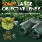 occer 12x50 Bird Watching Binoculars for Adults - High Powered Binoculars with Clear Large Image - Easy Focus HD Binocular with Long Range for Cruise Trip Hunting Travel Concert Stargazing,Green