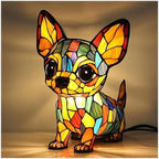 Fanyil Glowbuddy Dog Lamp - Dachshund Lamp, Dog Series Art Night Light, Stained Resin French Bulldog Tabletop Night Light, Cute Pet Dogs Themed LED Table Lamps, Unique Gifts (H)