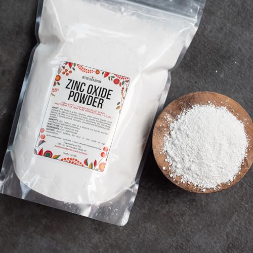 Zinc Oxide Powder | Uncoated, Non Nano Zinc Oxide | Pure, Pharmaceutical Grade | Use in Homemade Sunscreen Lotion | Diaper Rash Cream, Deodorant DIY, Zinc Oxide Ointment | 1 LB by Better Shea Butter