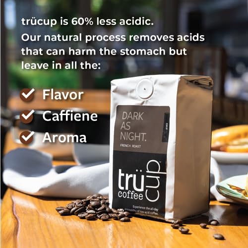 trücup Low Acid Coffee - French Roast - 48 Count Single Serve Coffee Pods- Smooth- Can Be Gentle on the Stomach (French, 48)