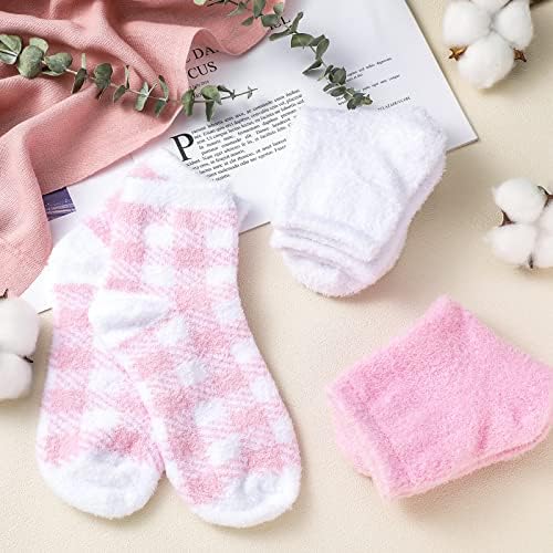 Tarpop 3 Pairs Aloe Socks Women Moisturizing Spa Socks for Dry Cracked Heel Feet Infused Gel Sleeping Fuzzy Lotion Valentines Day Gift for Women Men Softening Dry Feet(Pink)