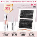 Fluffy Lash Extension Kit 182Pcs Thick Eyelash Extension Kit 10-18mm Volume Cluster Lashes Set with Bond and Seal Tweezers Cluster Remover (150D&200D Kit)