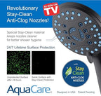 Hotel Spa AquaCare As-Seen-On-TV High Pressure Handheld/Rain 50-mode 3-way Shower Head Combo with Adjustable Arm - Anti-clog Nozzles, Tub & Pet Power Wash, 6 ft. Hose, Matte Black Finish