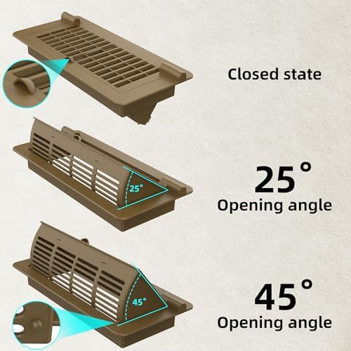 Floor Vent Cover 2 Pack, Heat Air Vent Deflectors for Home Floor 4 '' x 10 '', Adjustable Pop Up Floor Vent Register Use for Home, Office, Brown