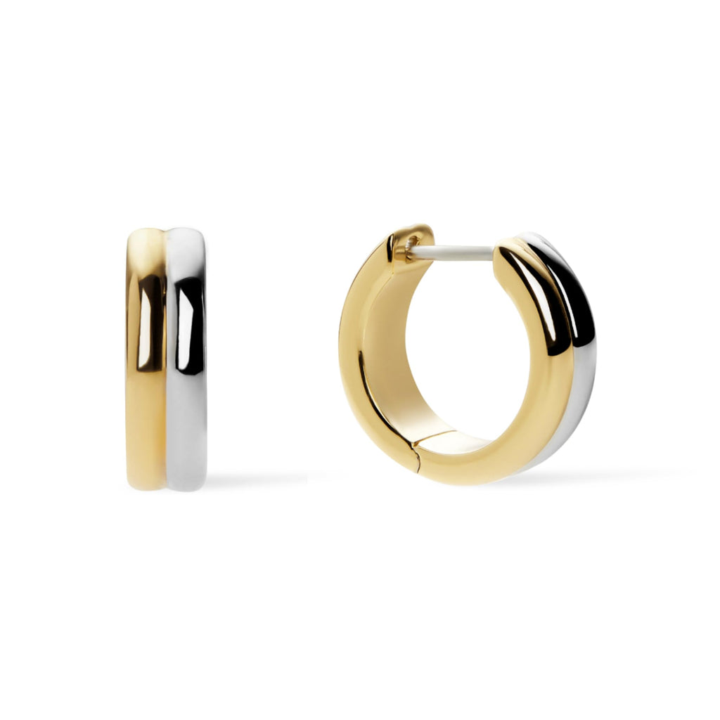 Ana Luisa Asher Huggie Hoop Earrings for Women - Silver & Gold Mixed Metal