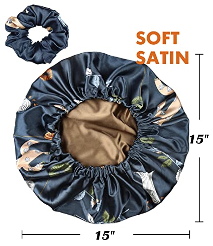 Winitas Large Silk Satin Bonnet for Black Women Curly Hair Adjustable