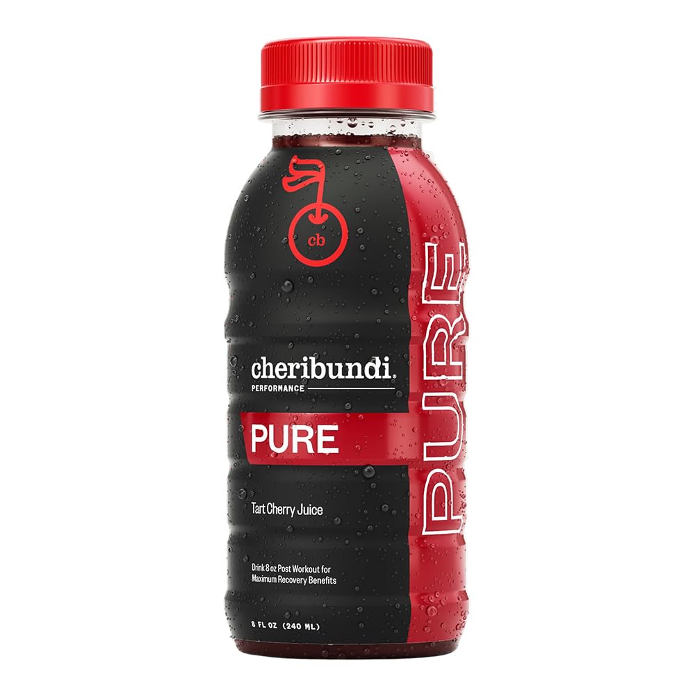 Cheribundi 100% Tart Cherry Juice Pure | Unsweetened Tart Cherry Juice | Athletes Recovery Drink | Promotes Restorative Sleep, Muscle Recovery & Boosts Athletic Performance | 8 floz (12 Pack)