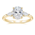 EAMTI 3CT 925 Sterling Silver Engagement Rings 3-Stone Oval Cut Cubic Zirconia CZ Wedding Promise Rings for Her 14K Gold Plated Wedding Bands for Women Size 6